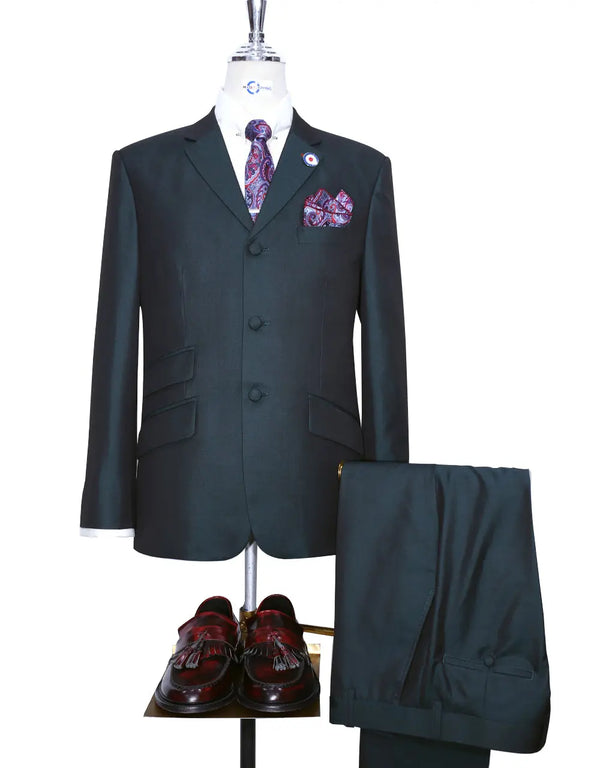 Bottle Green And Black Two Tone Suit modshopping