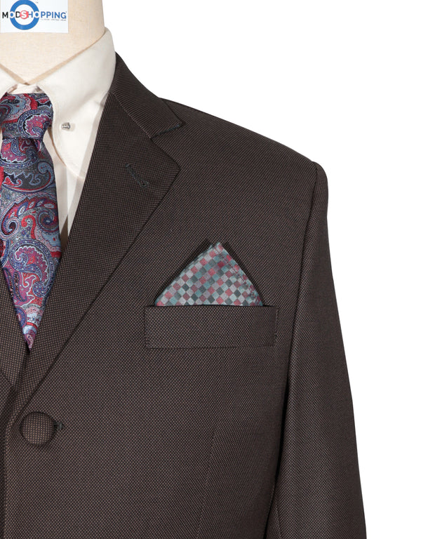 Mod Suit - Brown Birdseye Suit For Men