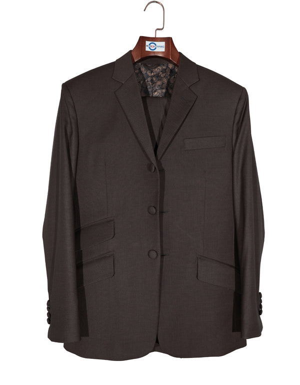 Mod Suit - Brown Birdseye Suit For Men