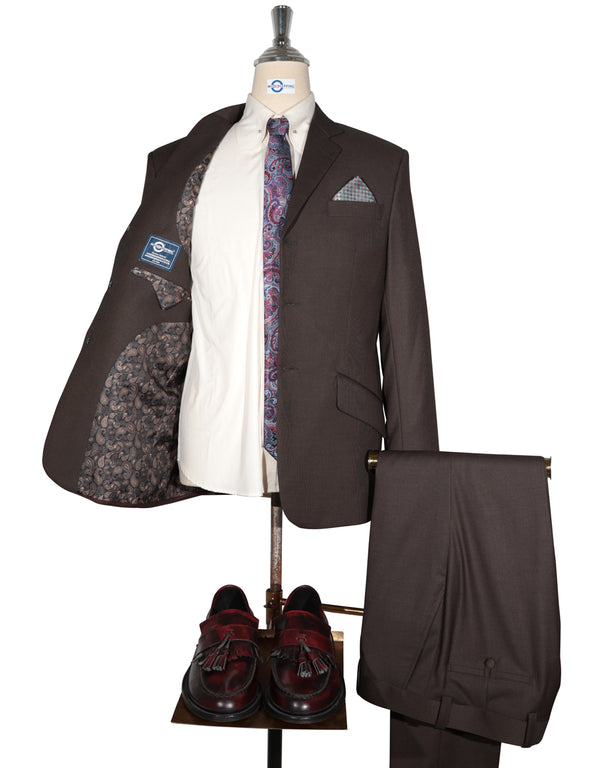 Mod Suit - Brown Birdseye Suit For Men