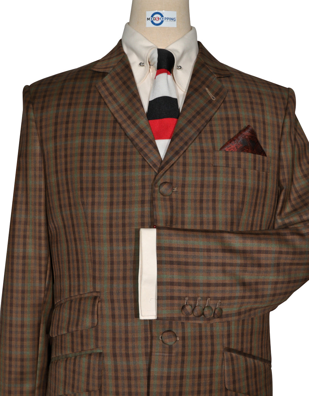 This Suit Only - Brown Gingham Check Suit Jacket Size 38 Regular Waist 32" Inside leg 32"
