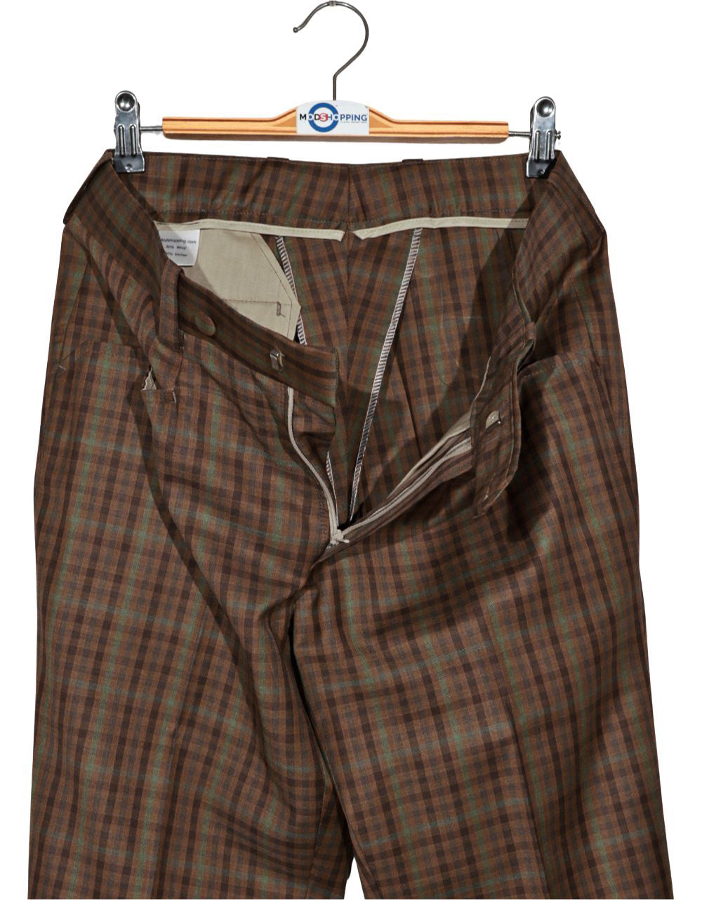 This Suit Only - Brown Gingham Check Suit Jacket Size 38 Regular Waist 32" Inside leg 32"