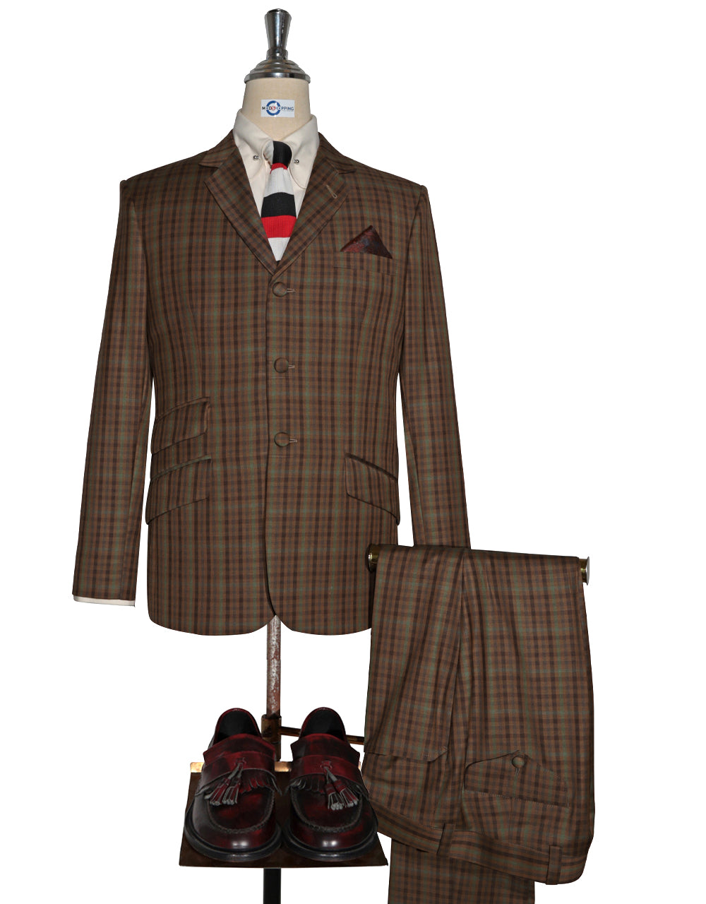 This Suit Only - Brown Gingham Check Suit Jacket Size 38 Regular Waist 32" Inside leg 32"