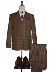 This Suit Only - Brown Gingham Check Suit Jacket Size 38 Regular Waist 32" Inside leg 32"