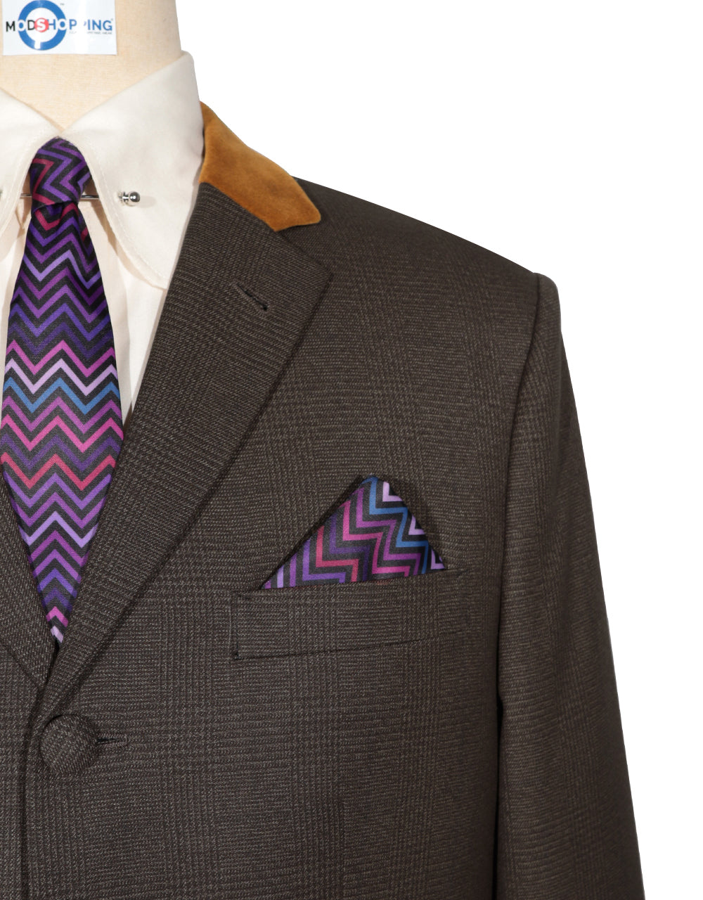 Brown Glen Plaid Check Suit Chest