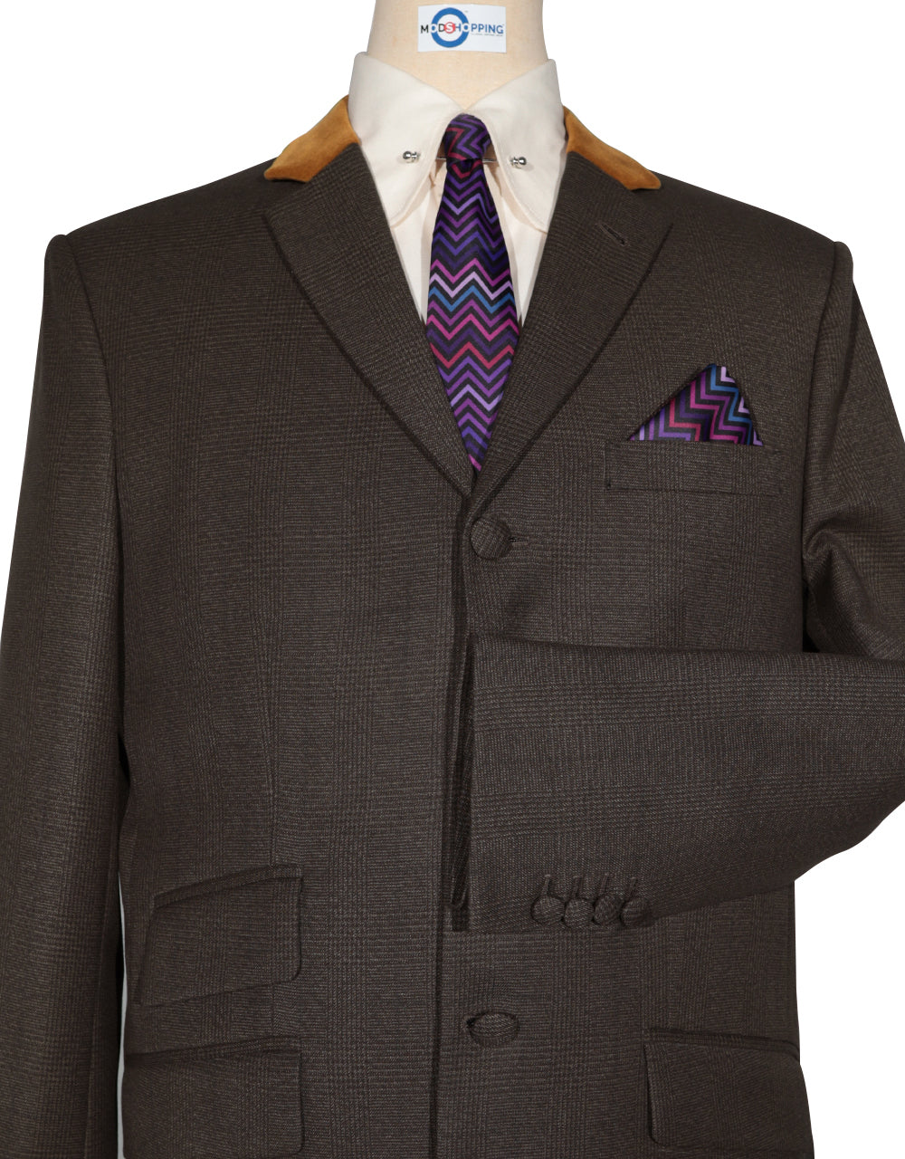 Brown Glen Plaid Check Suit Cuff