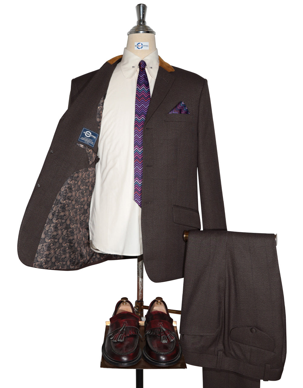 Brown Glen Plaid Check Suit Lining