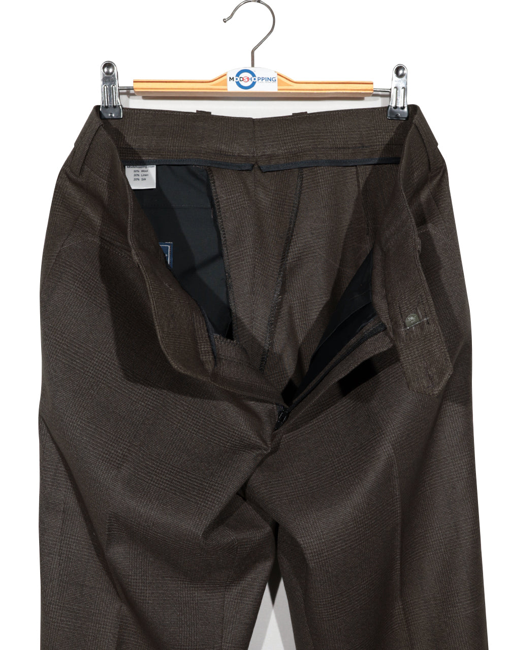 Brown Glen Plaid Check Suit Trouser in Side