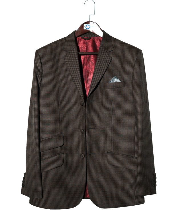 Mod Blazer - Brown and Black Houndstooth Blazer