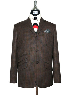 Mod Blazer - Brown and Black Houndstooth Blazer