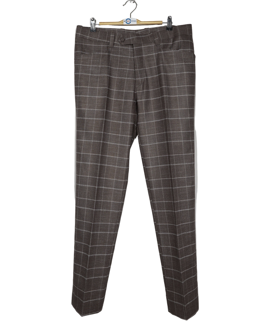Brown POW Check Double Breasted Suit Front Trouser