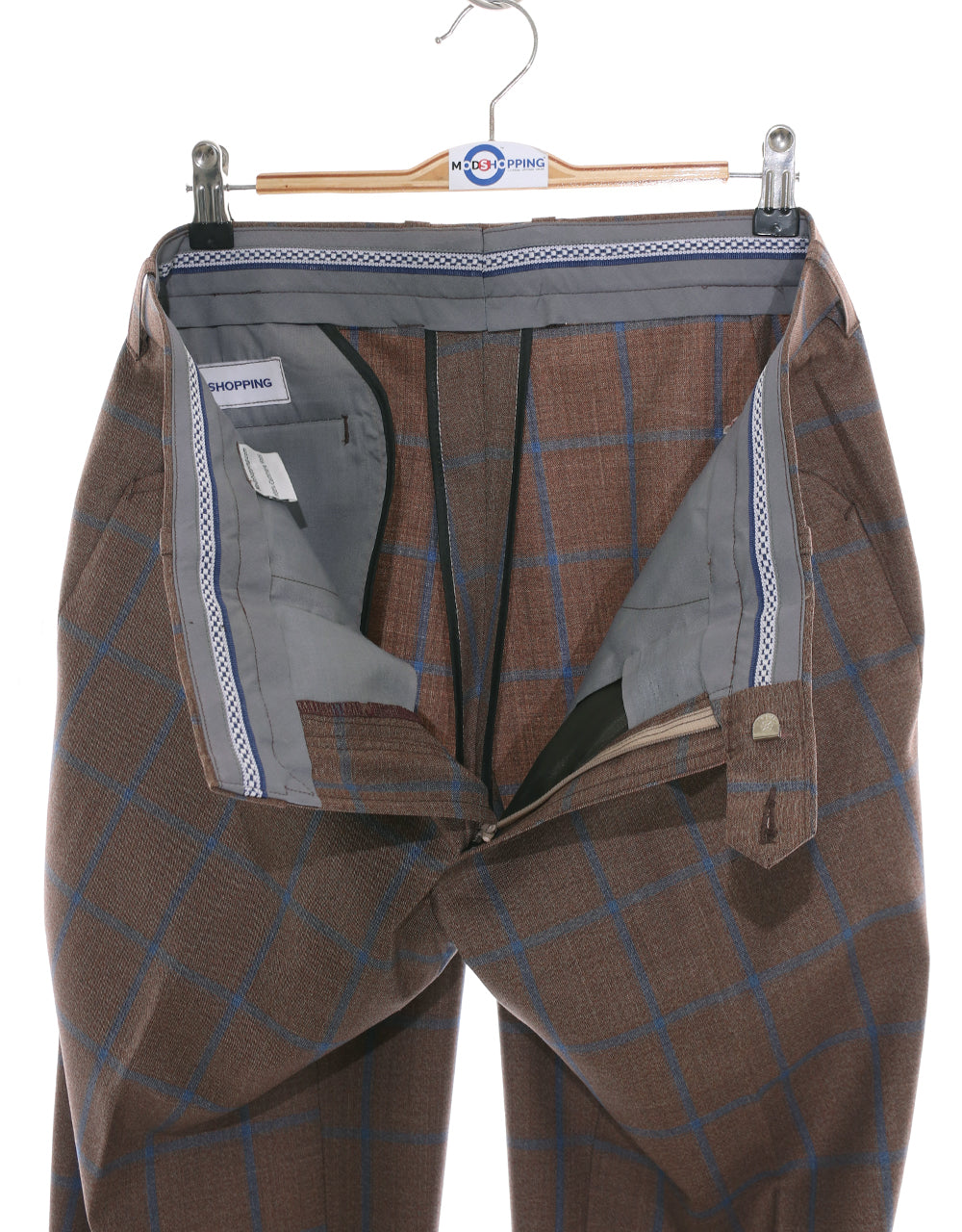 This Suit Only - Brown and Blue Windowpane Check Suit Chest 40 Regular Waist 34" Inside leg 32"