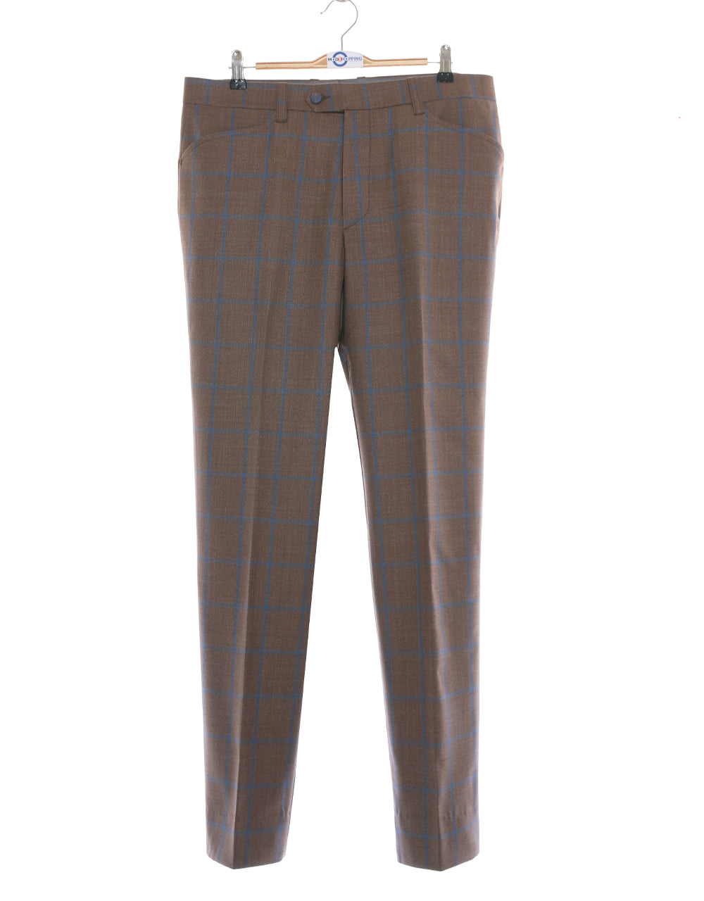 This Suit Only - Brown and Blue Windowpane Check Suit Chest 40 Regular Waist 34" Inside leg 32"
