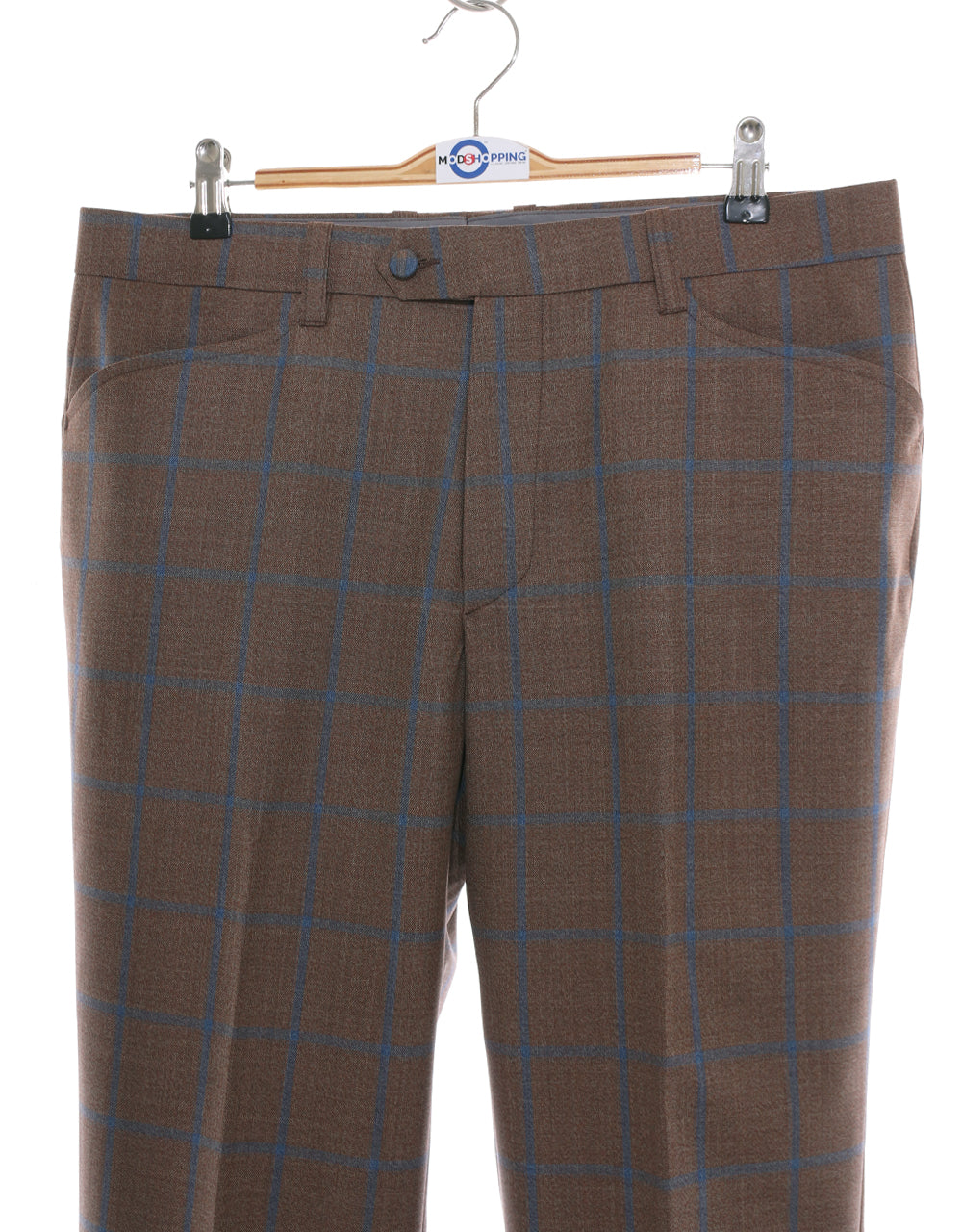 This Suit Only - Brown and Blue Windowpane Check Suit Chest 40 Regular Waist 34" Inside leg 32"