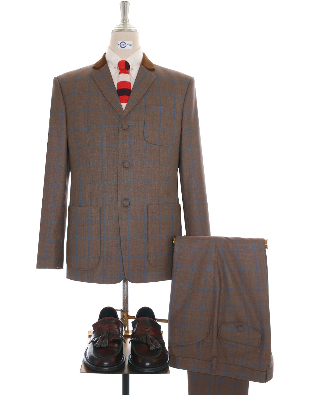 This Suit Only - Brown and Blue Windowpane Check Suit Chest 40 Regular Waist 34" Inside leg 32"
