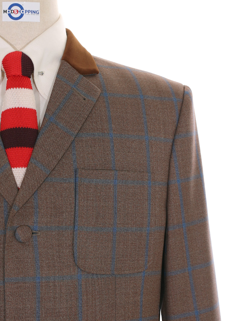 This Suit Only - Brown and Blue Windowpane Check Suit Chest 40 Regular Waist 34" Inside leg 32"