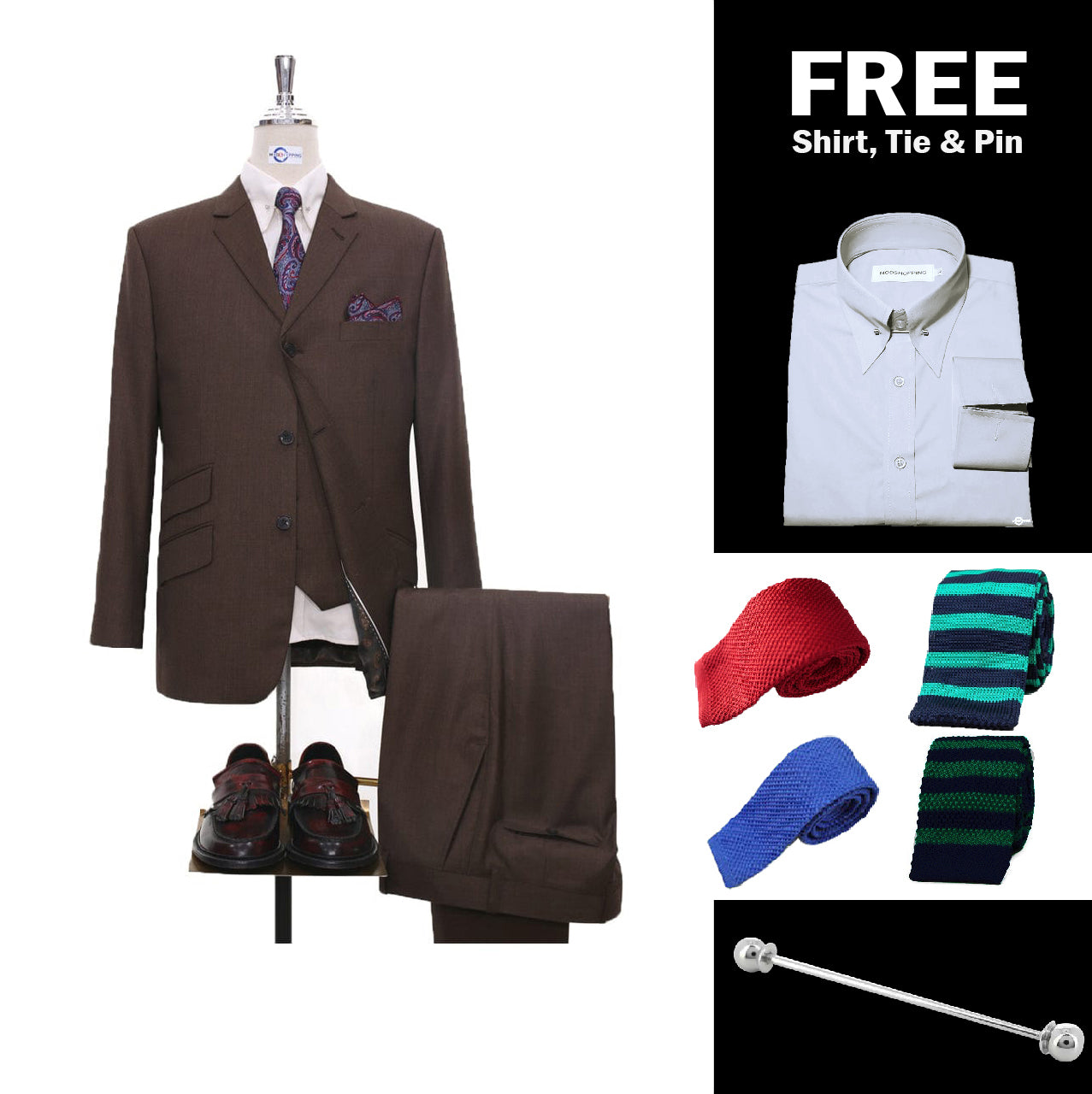 Brown 3 Piece Suit Packet 