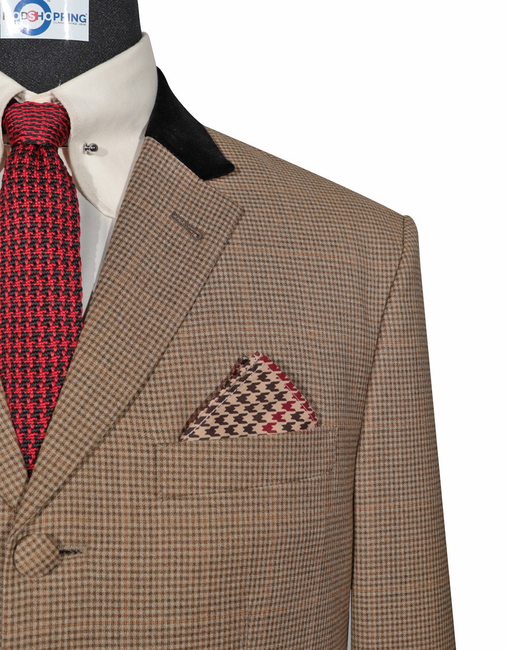 Brown Small Houndstooth Check Jacket