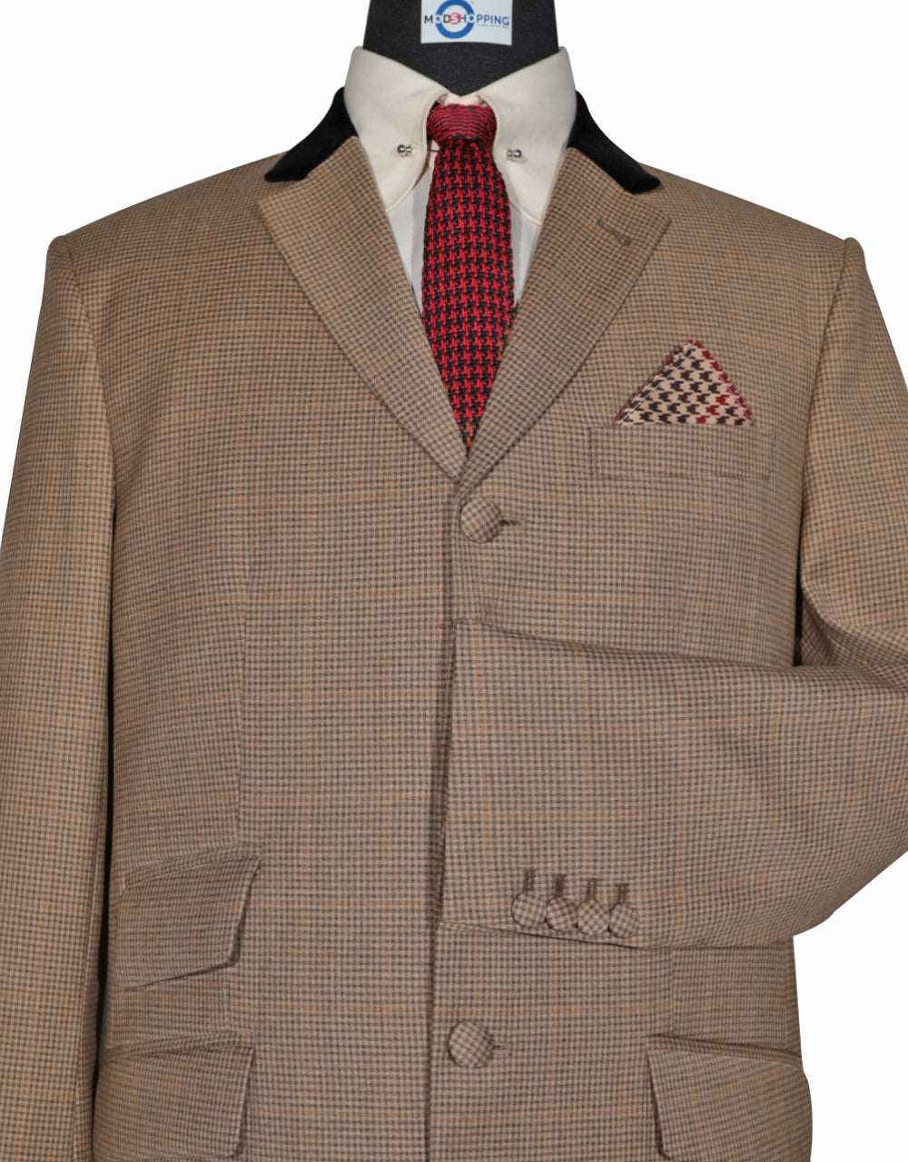 Brown Small Houndstooth Check Jacket