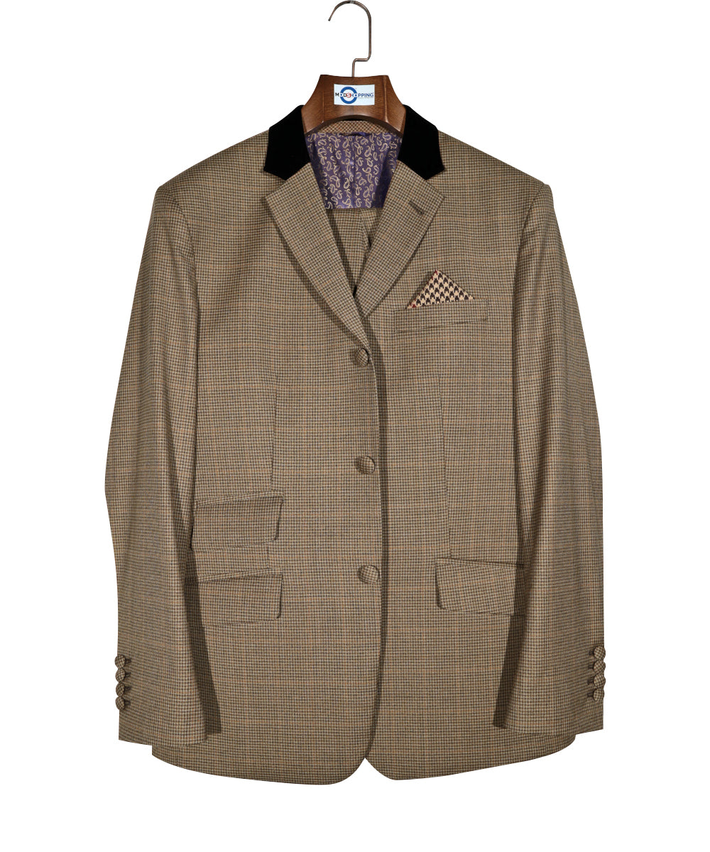 Brown Houndstooth Check Suit