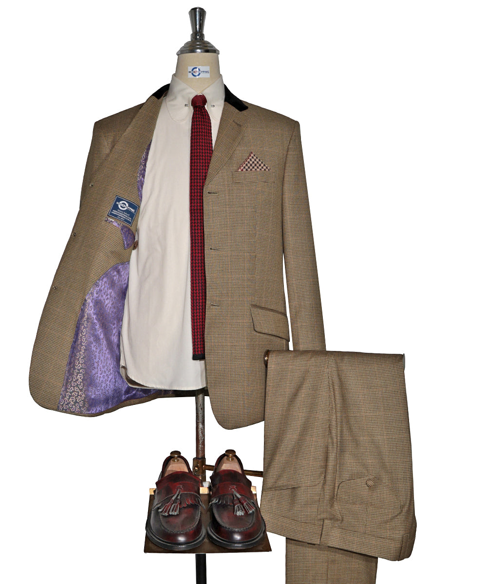 Brown Houndstooth Check Suit