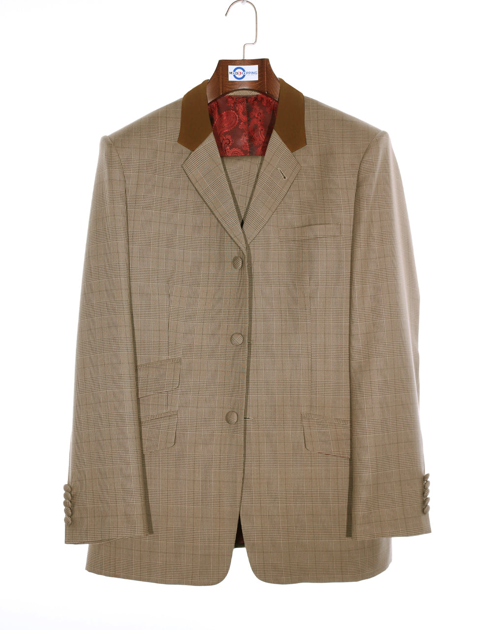Brown Prince of Wales Check 3 Piece Suit