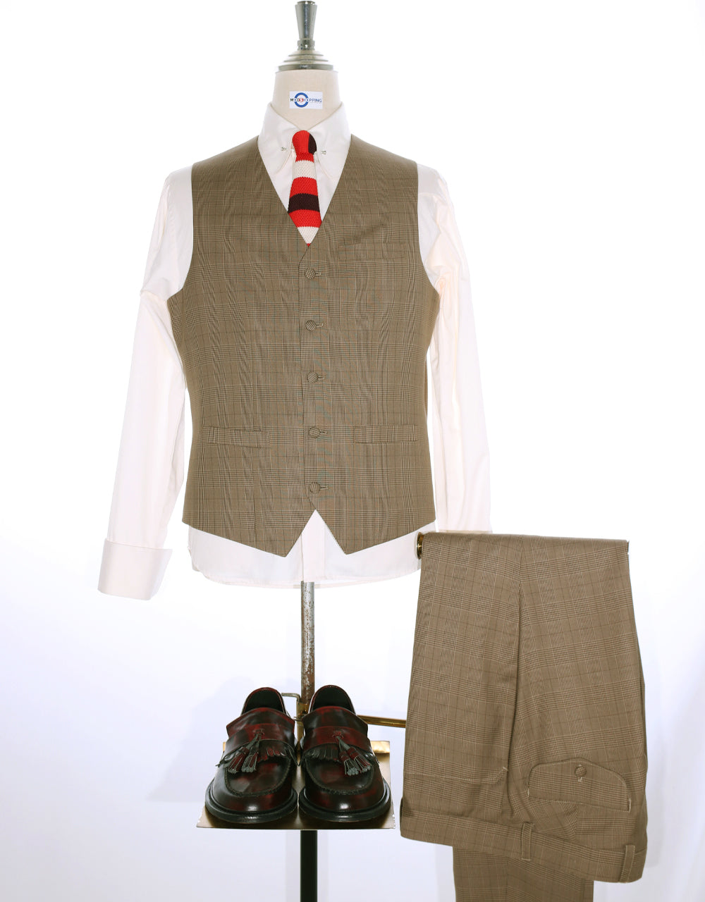 Brown Prince of Wales Check 3 Piece Suit