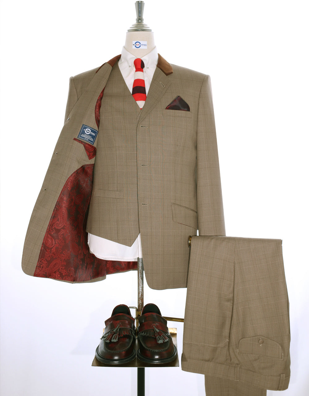 Brown Prince of Wales Check 3 Piece Suit