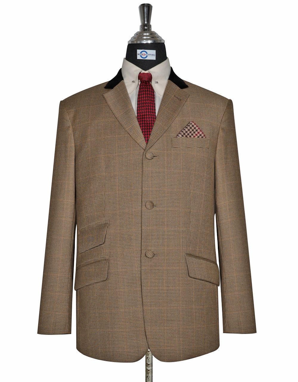 Brown Small Houndstooth Check Jacket