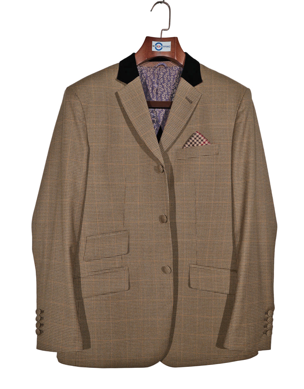 Brown Small Houndstooth Check Jacket