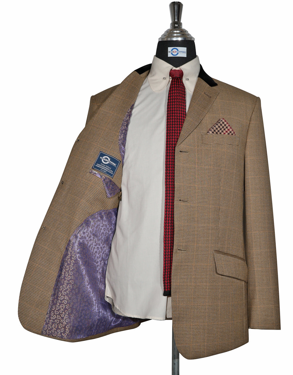 Brown Small Houndstooth Check Jacket