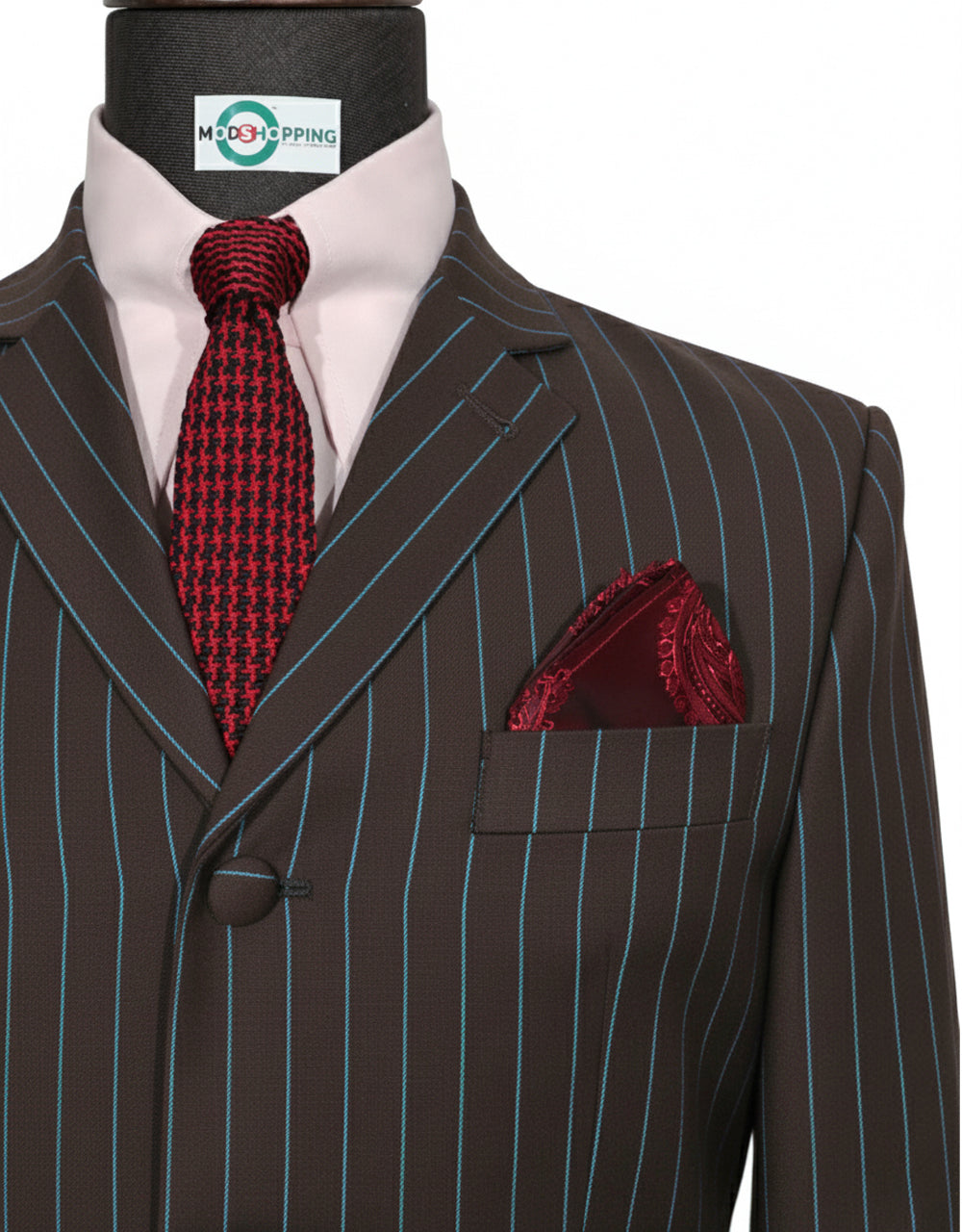 Brown & Sky Blue Stripe Suit 