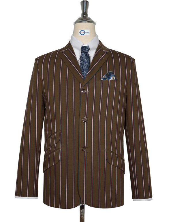 Boating Blazer - Brown and White Striped Blazer