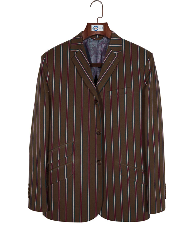 Boating Blazer - Brown and White Striped Blazer