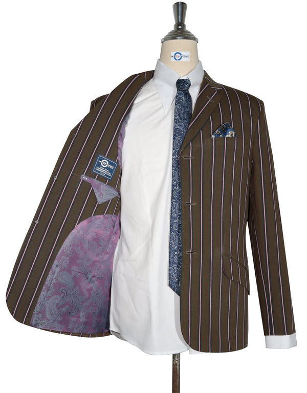 Boating Blazer - Brown and White Striped Blazer