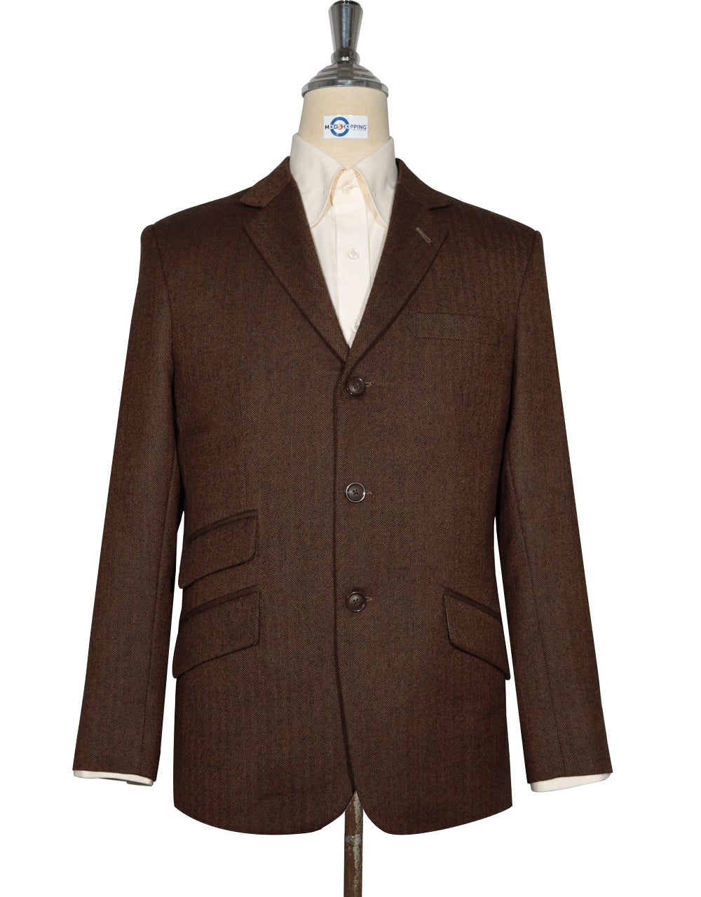 Brown Herringbone Tweed Jacket 