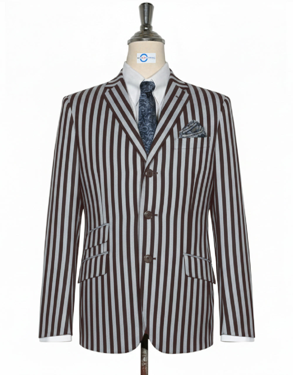 Brown and White Stripe Boating Blazer 