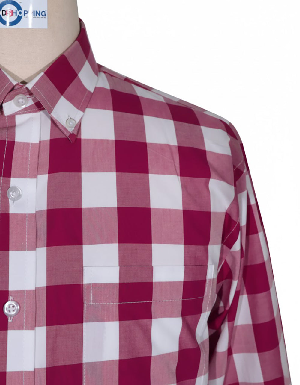 Vintage Mod Magenta Gingham Check Short Sleeve Shirt