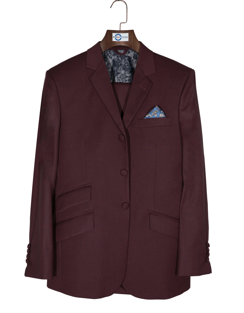 Burgundy Birdseye Suit