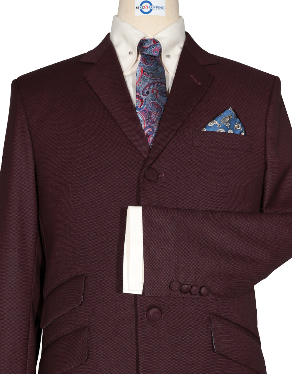 Burgundy Birdseye Suit