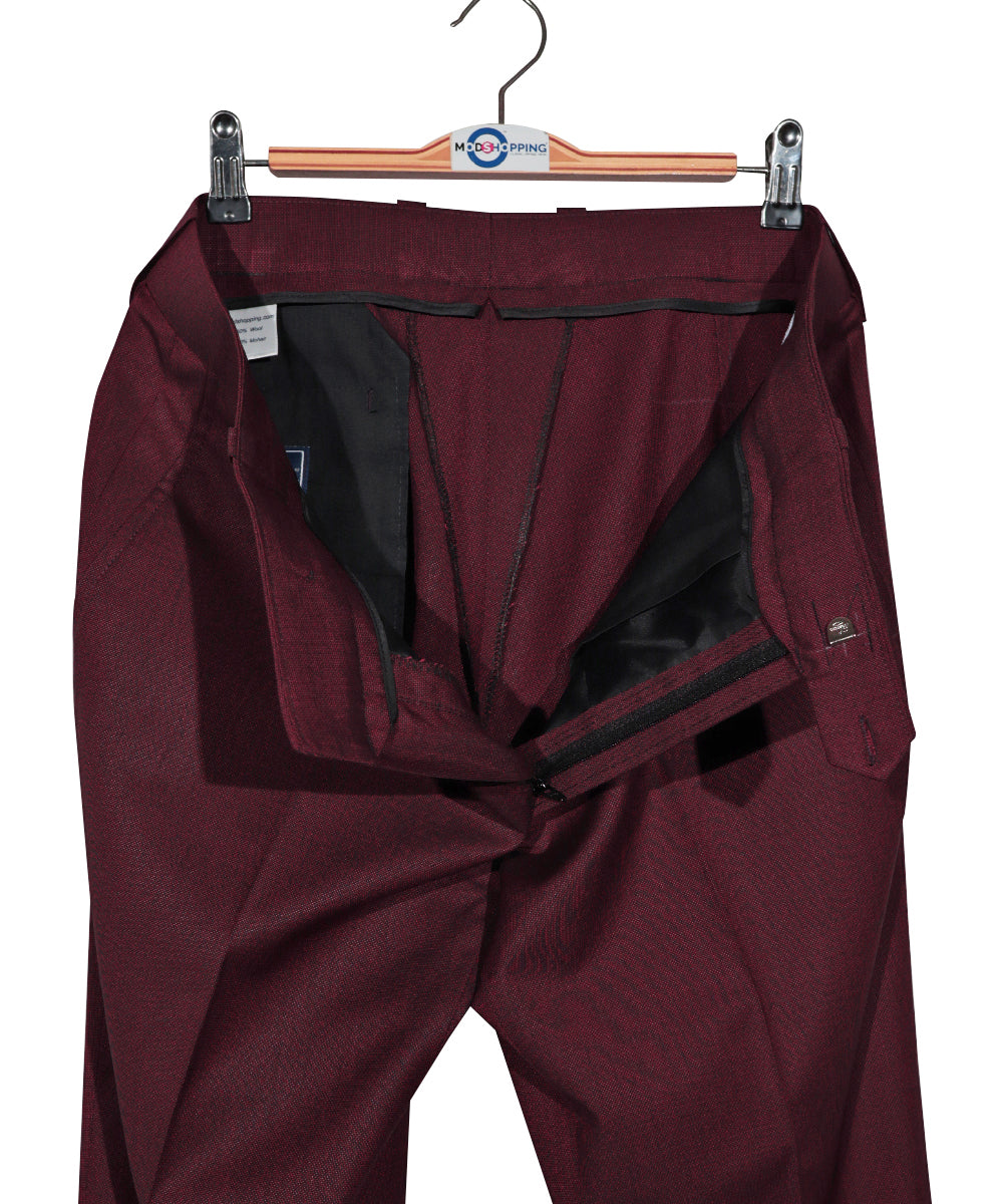 Burdundy Birdseye Suit Trouser3