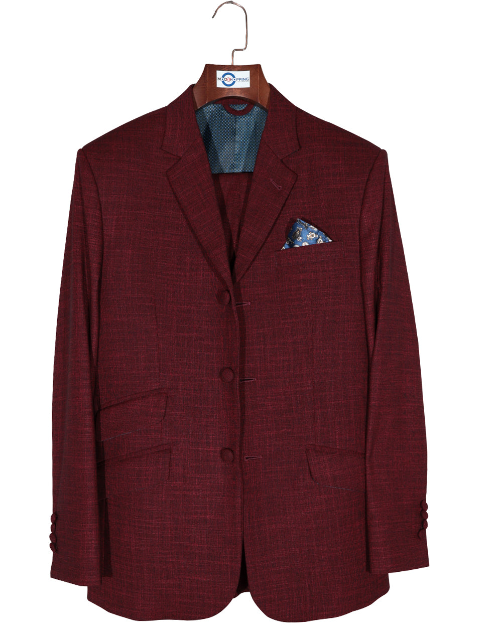 Burgundy Linen Suit