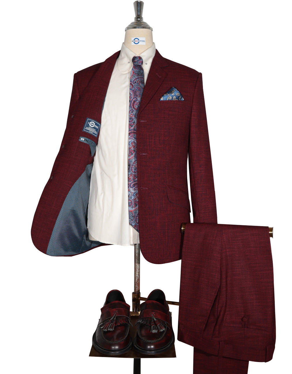 Burgundy Linen Suit