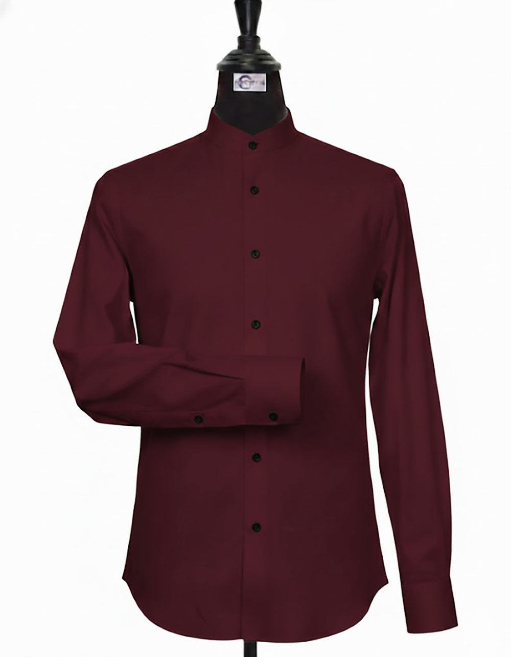 Burgundy Mandarin Collar Shirt