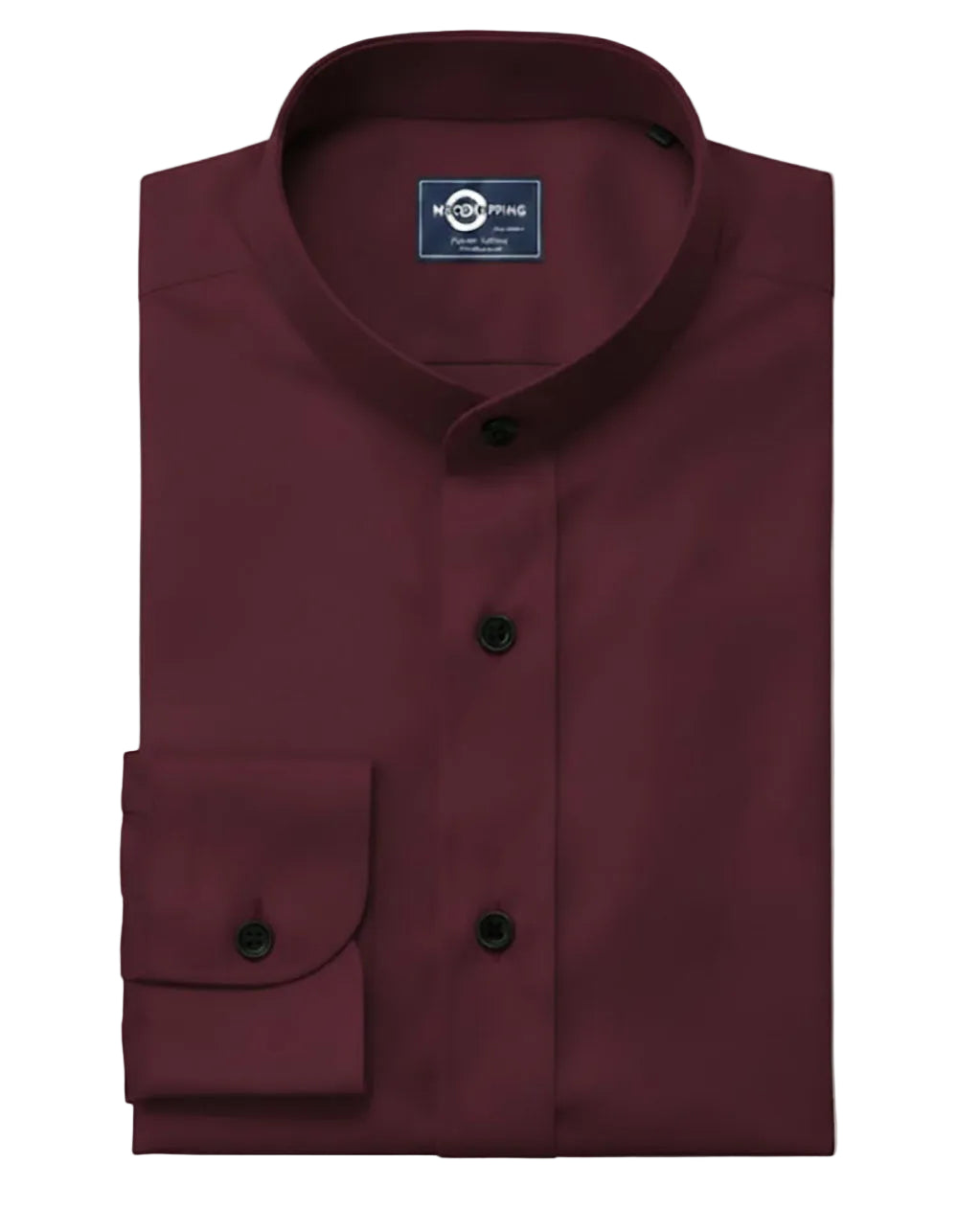 Burgundy Mandarin Collar Shirt