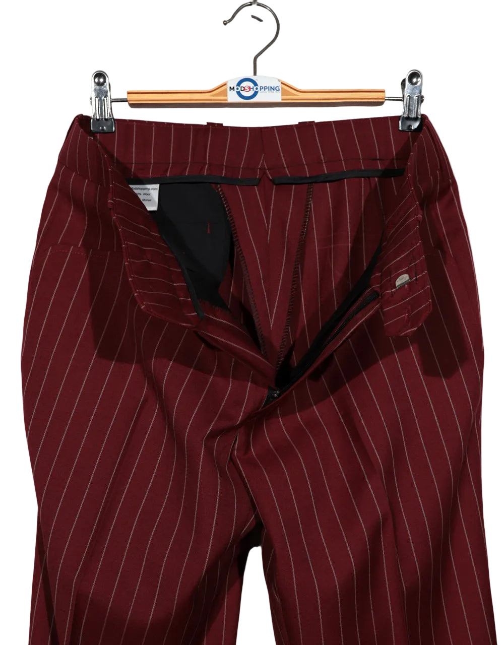 Burgundy and Light Grey Stripe 3 Piece Suit