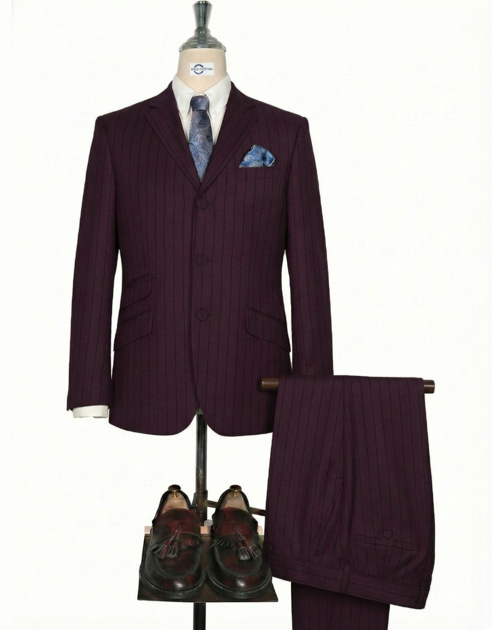 Burgundy and Black Stripe Suit #12