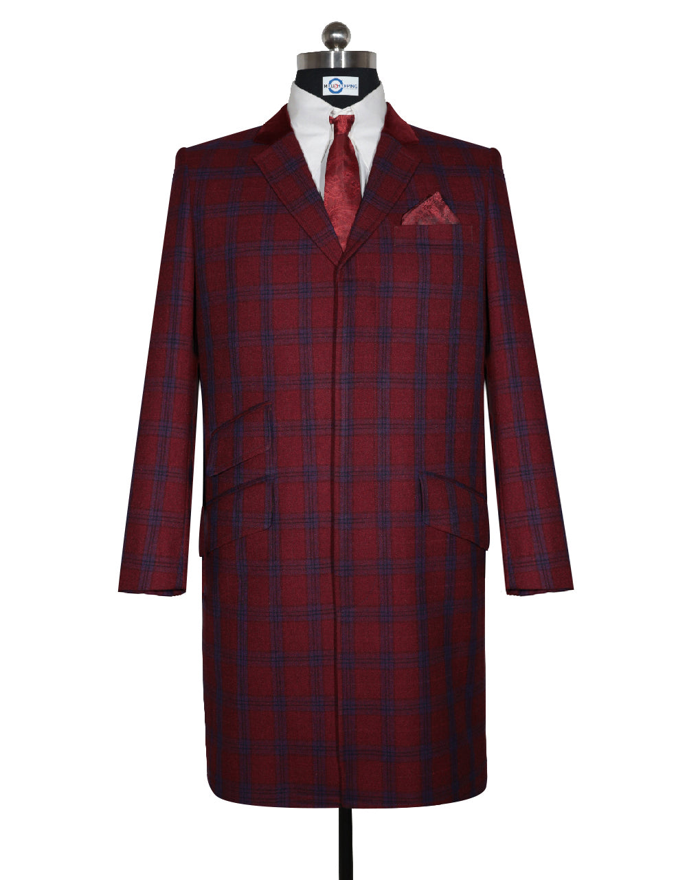 Burgundy and Blue Prince of Wales Check