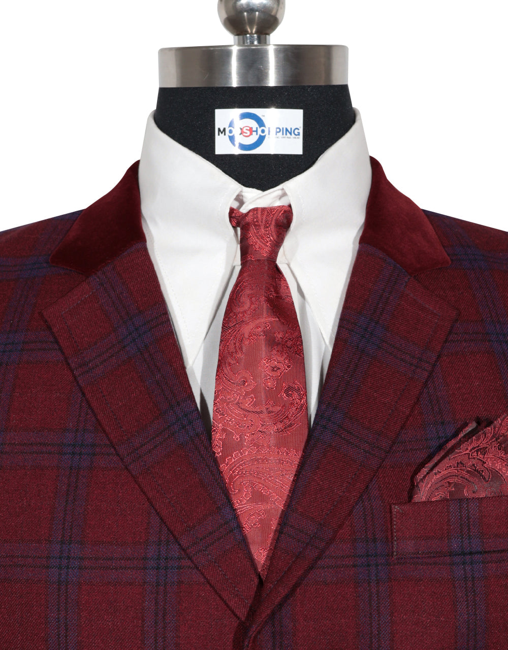 Burgundy and Blue Prince of Wales Check
