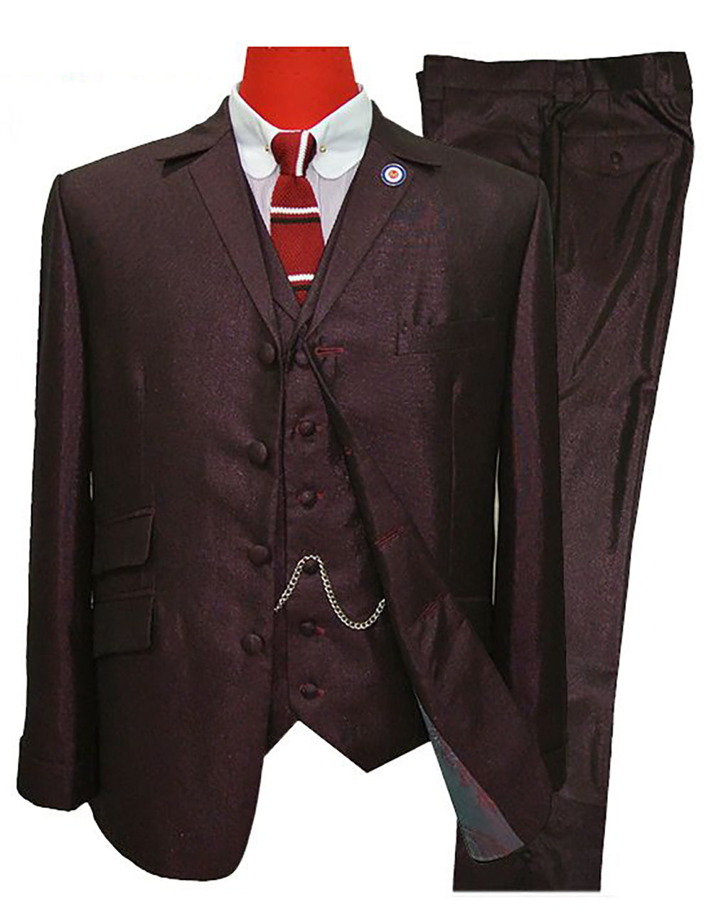 Burgundy Tonic 3 Piece Suit 